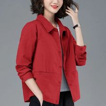 女士薄短外套2023年新款春秋季休闲显瘦衬衫中年妈妈装小个子夹克