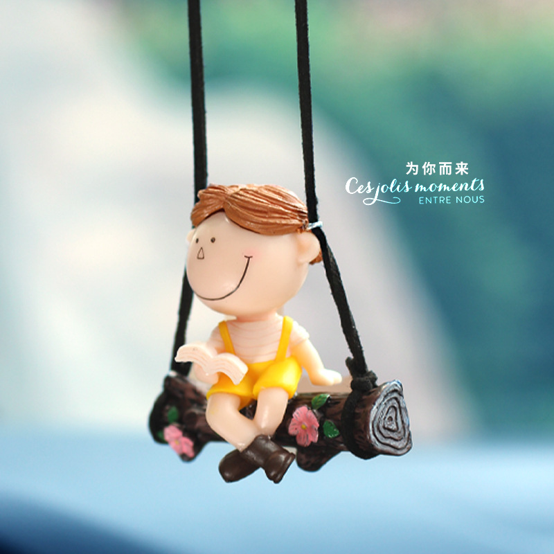 Swing Duck Series Pareja de dibujos animados Espejo retrovisor de coche colgante