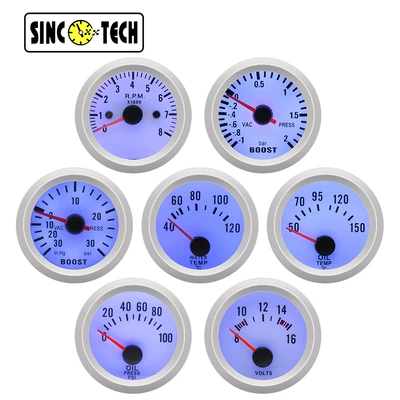 Car Modification Instrument 52mm Speed Boost Water Temperature Oil Temperature Oil Pressure Voltage Instrument Blue Light Pointer 12V Universal