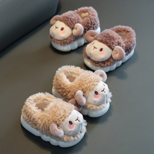 冬季儿童包跟棉鞋男女童居家保暖加绒婴幼儿1-3岁2防滑宝宝棉拖鞋