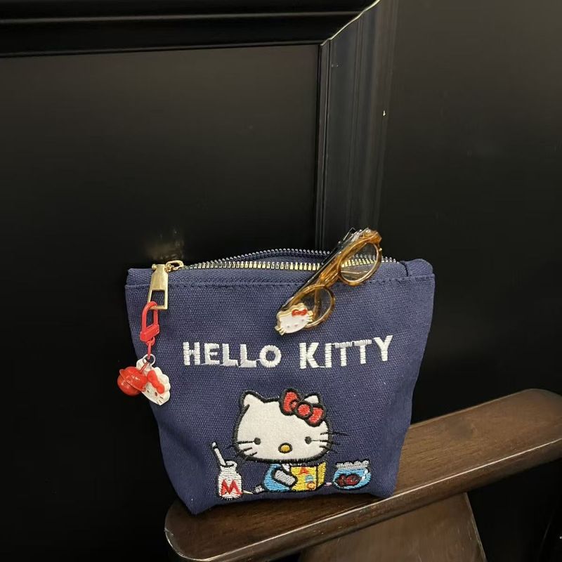 HelloKitty可爱零钱包灯芯绒化妆包少女心小方包便携外出收纳包|undefined