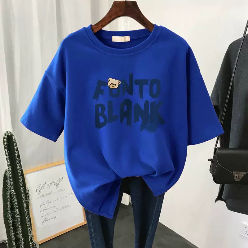 女装纯棉宽松t桖可爱趣味卡通印花短袖T恤女夏热销爆款一件代发