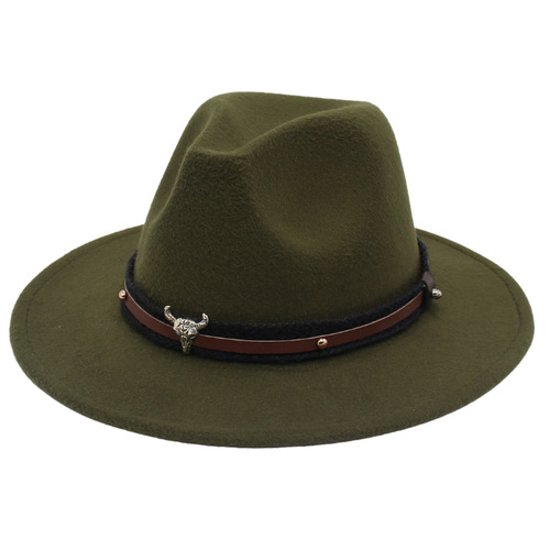 Tibetan Style Hat Spring and Autumn New Jazz Hat Wide Brim Wedding Shooting Ballroom Performance Belt Accessory Cross-border Felt Hat