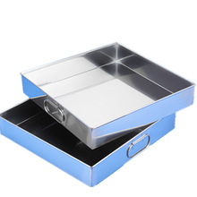 9寸盘不锈钢四方盘带盖托盘 正方形蒸糕盘凉皮盘糕盘直角方盘方盒