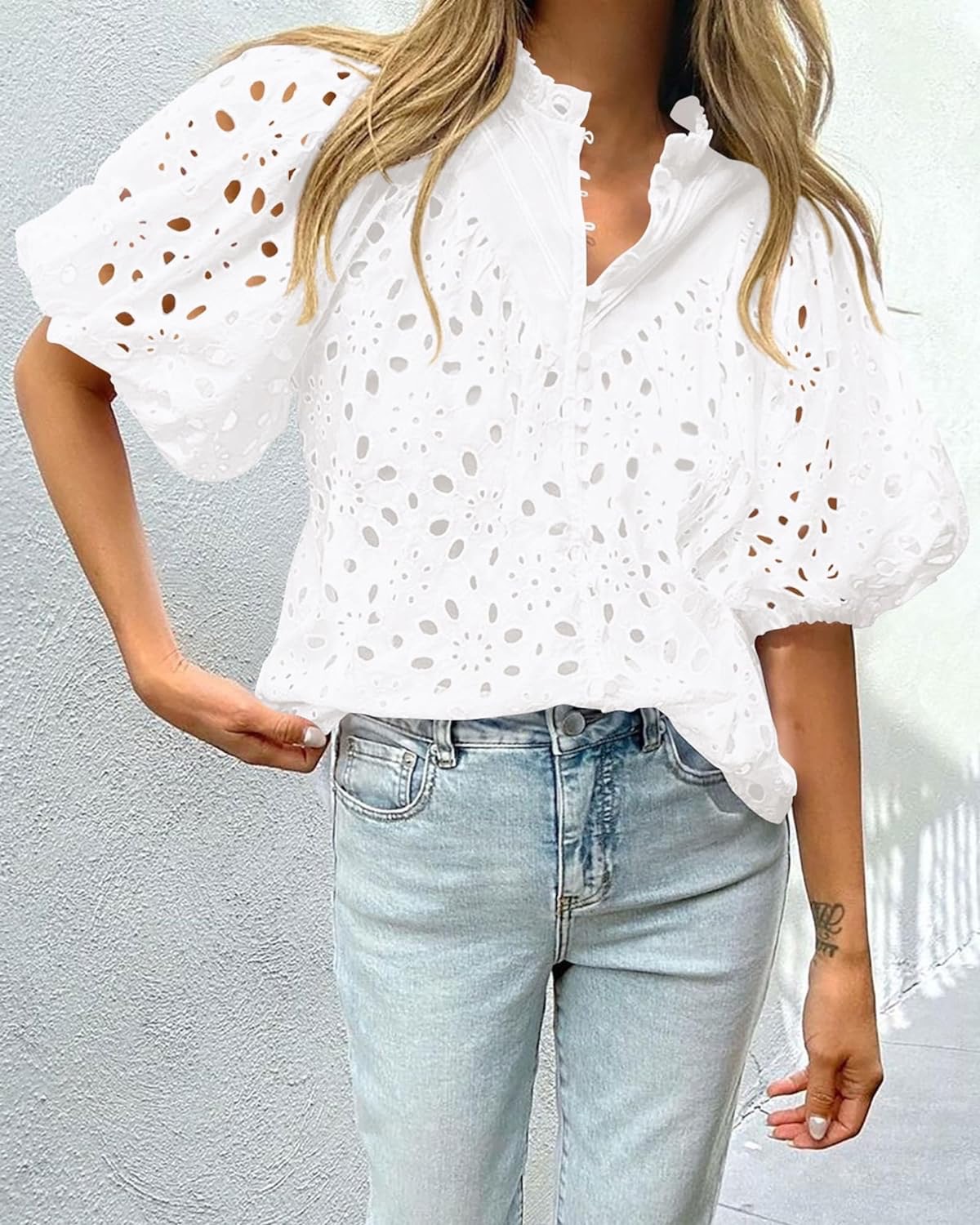 210g Weight Half Sleeve Sleeve Length Puff Sleeve Sleeve Type Polyester Fabric Type Regular Top Length T-shirt Tops Type Holiday, Daily Occasion Standing Collar Neckline Loose Fit Type Solid Color Pattern Summer Season Women's Gender Patchwork Design Vacation Style Wholesale Women's Vacation Solid Color Half Sleeve Patchwork T-Shirts 15