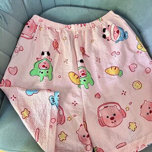 Cartoon thin trousers, shorts, loose straight fit