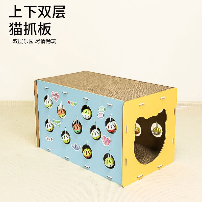 Rascador para gatos con bola colgante, duradero, resistente a los arañazos y que afila las uñas, juguete para gatos todo en uno para jugar y dormir, suministros para mascotas, papel corrugado.