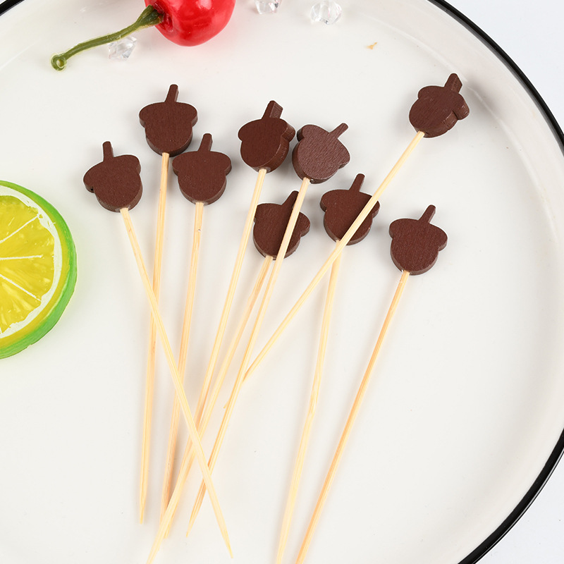 Hazelnut bambú horquilla de frutas al por mayor calabaza de azúcar hebra hebra tijeras hebra de anillo hebra de flores hebra hebra de cuentas de sushi