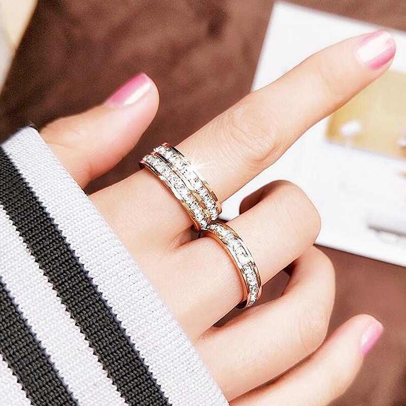 7g Weight Zircon Inlay Material Rings Classification 13, 5 Ring Size 1 Piece Quantity Holiday, Daily Occasion Titanium Steel Material Geometric Pattern Women's Gender Inlay Design Basic, Modern Style, Classic Style Style Wholesale Jewelry Basic Modern Style Classic Style Geometric Titanium Steel Zircon Inlay Rings 16