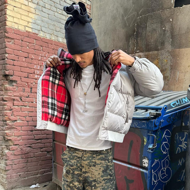 跨境外贸新款撞色格子拼接内衬保暖棉服男女款立领街头时尚棉服|undefined
