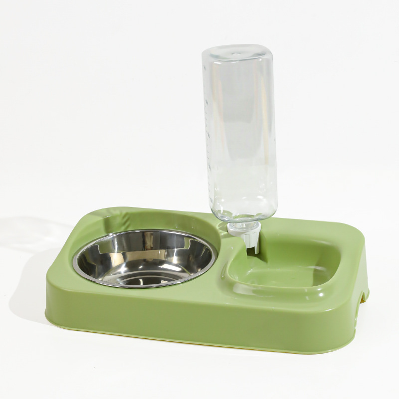 Fangyuan pet doble tazón de acero inoxidable para perros, tazón de agua para perros, tazón de alimentación de agua automática, tazón de comida para gatos