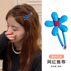蓝色太阳花发夹韩系网红刘海夹2025新款侧边夹BB夹子甜美发卡头饰