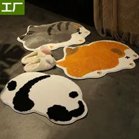 Коврик в спальню — можно мыть, для ванной, с мультяшным животным, впитывающий и противоскользящий, имитация кашемира
