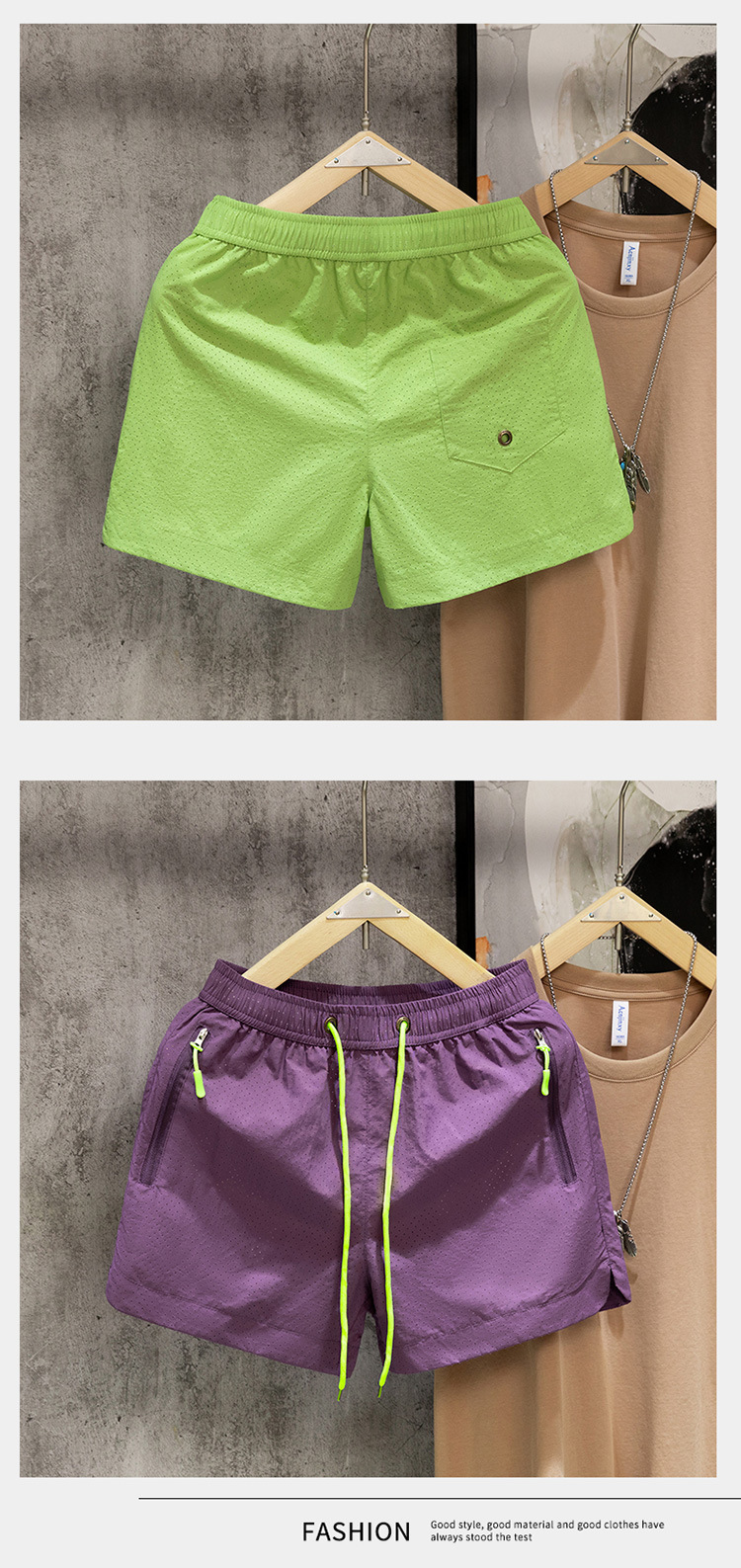 Men's Style Casual Shorts Summer Trendy Mesh Three Quarter Pants Loose Fit Versatile Home Wear Outdoor Beach Wear_viptrois.com
