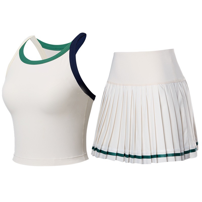 Nuevo conjunto de ropa de tenis de moda en una sola pieza de chaleco chaleco de tensión de color contraste ropa deportiva de yoga al por mayor