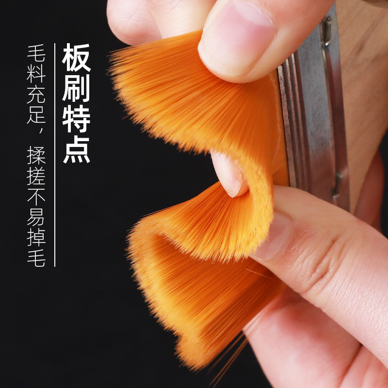 Cepillo de lana amarilla de nylon 1 pulgada 2 pulgadas 3 pulgadas cepillo de pintura de arte para niños cepillo de pintura a óleo de madera cepillo de barbacoa