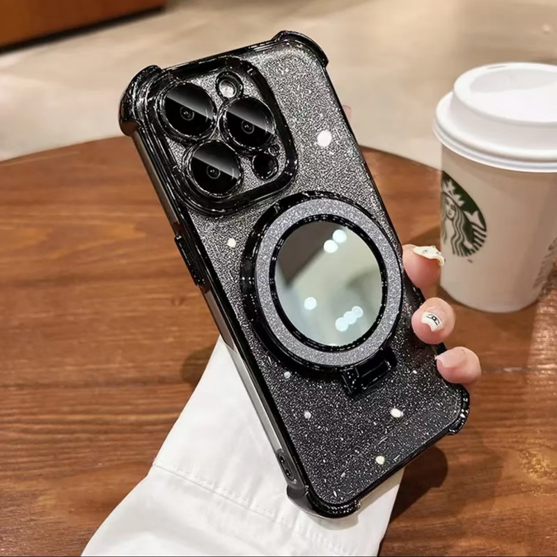 化粧鏡付きマグネット式スタンド、Apple 17ProMax、iPhone16、キラキラ輝く15用フルカバー耐衝撃ケースに適合|undefined
