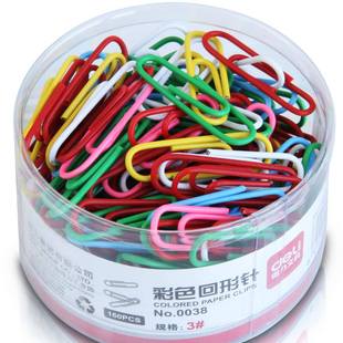 Deli 0038 Paper Clips Colorful Paper Clips 30mm Barrel Paper Clips 160 Pieces/Box