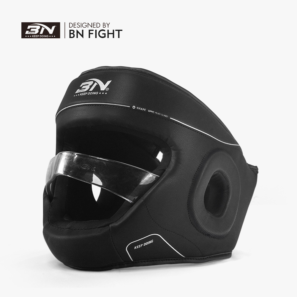 BN Transparent Face Mask Helmet Male and Female Adult Adolescent Children Boxing Muay Thai Sanda Fighting Training Actual Combat Head Protection