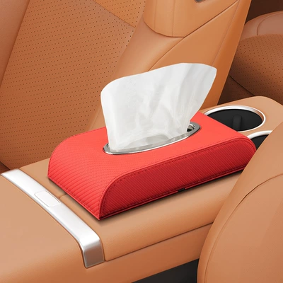 Simple Car Accessories Desktop and Hanging Car Tissue Box Car Tissue Holder Sunroof Drawer Creative and Convenient (Car tissue box/set) - seat-type-red
