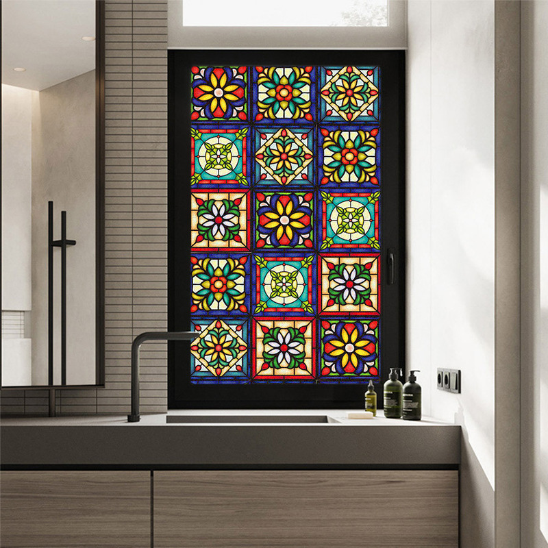 Color Retro Pattern PVC Electrostatic Glass Sticker Window Film Home Decorative Window Decorative Glass Sticker Color Retro Pattern PVC Electrostatic Glass Sticker Window Film Home Decorative Window Decorative Glass Sticker