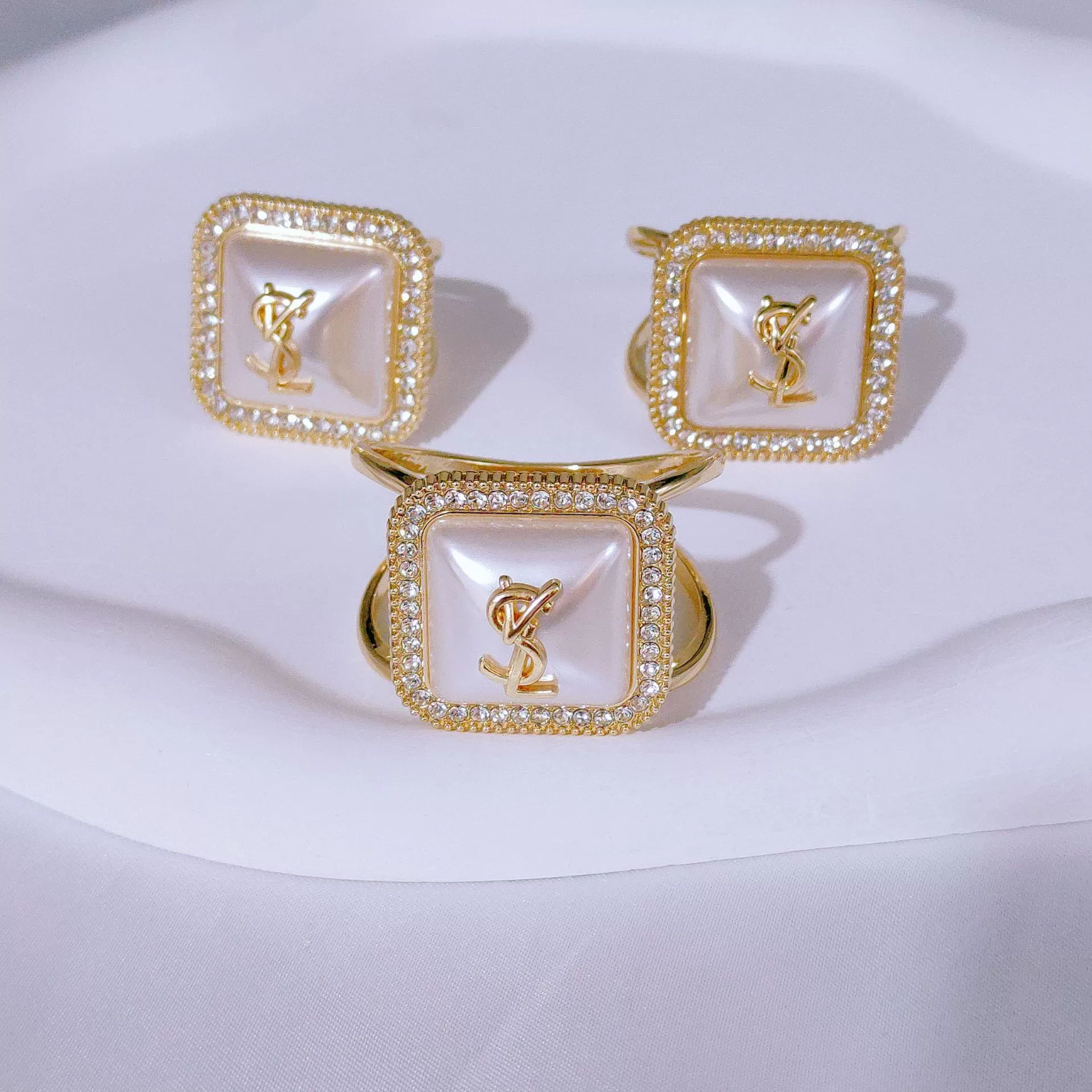 Square high-end belt from pearl, buckle, scarf, accessory, high-quality style