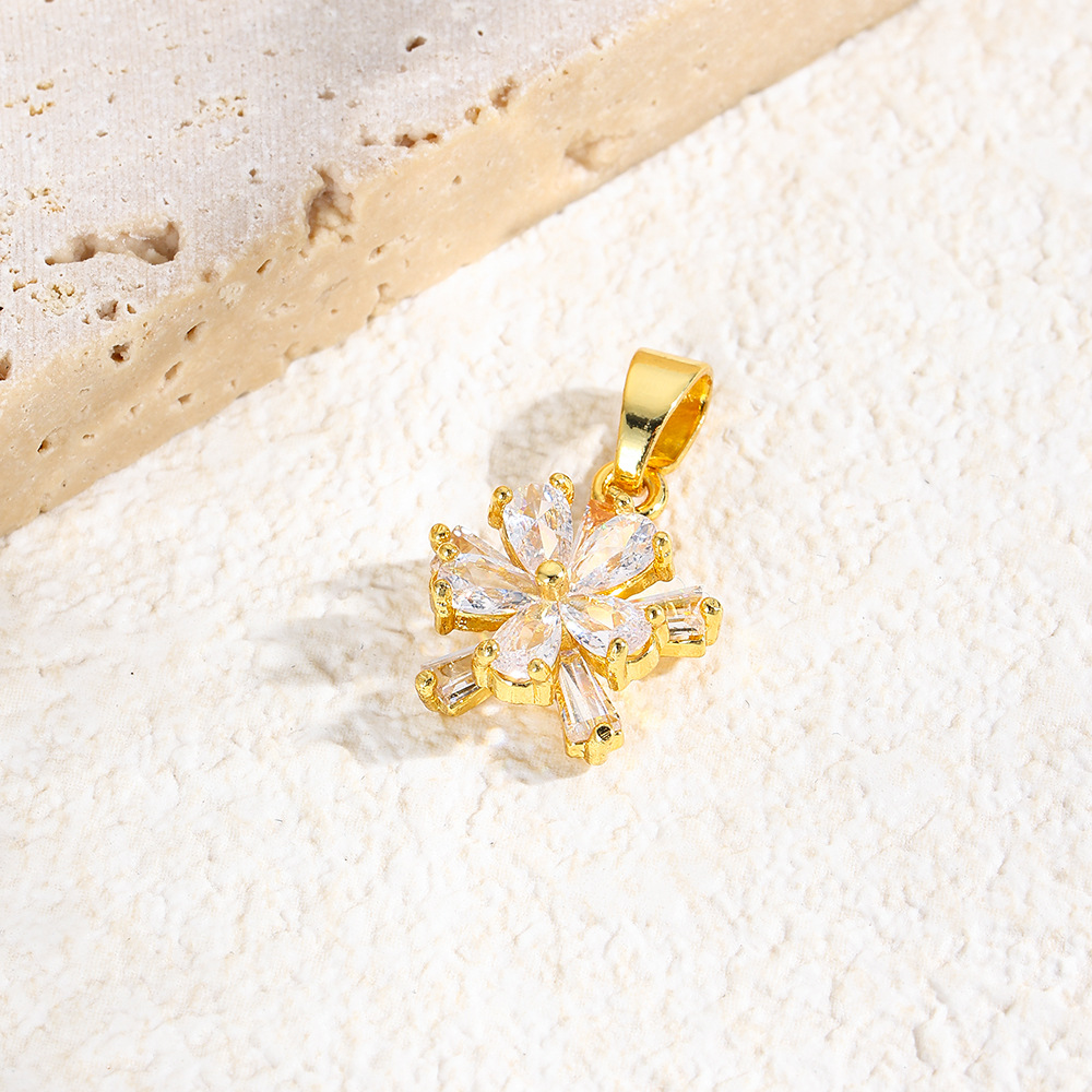 1 Piece Quantity 1 Piece 23 * 15mm Copper Zircon Flower Pendant