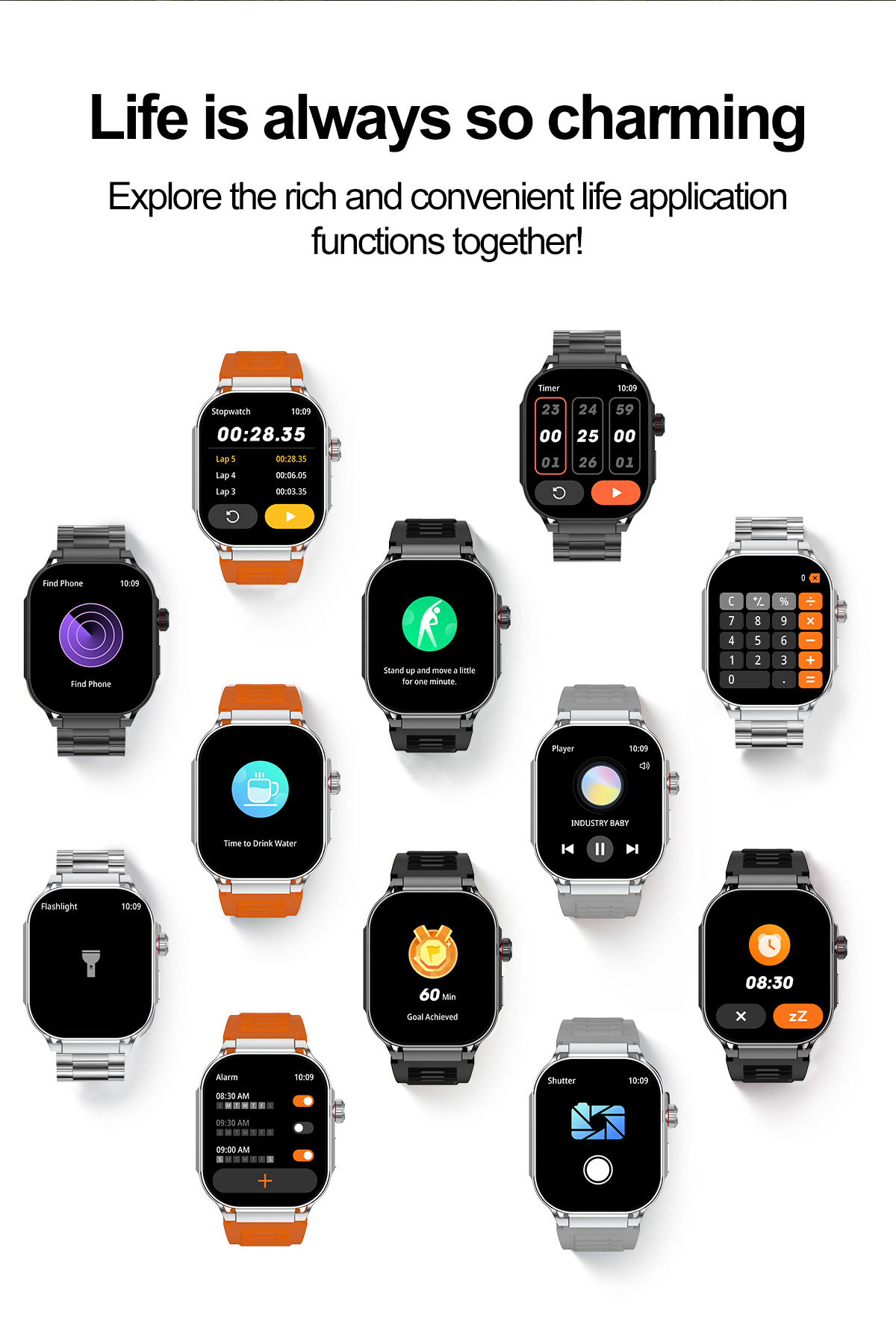 Reloj inteligente G40 de 2,1 pulgadas con pantalla cuadrada Bluetooth para exteriores_voghion.com