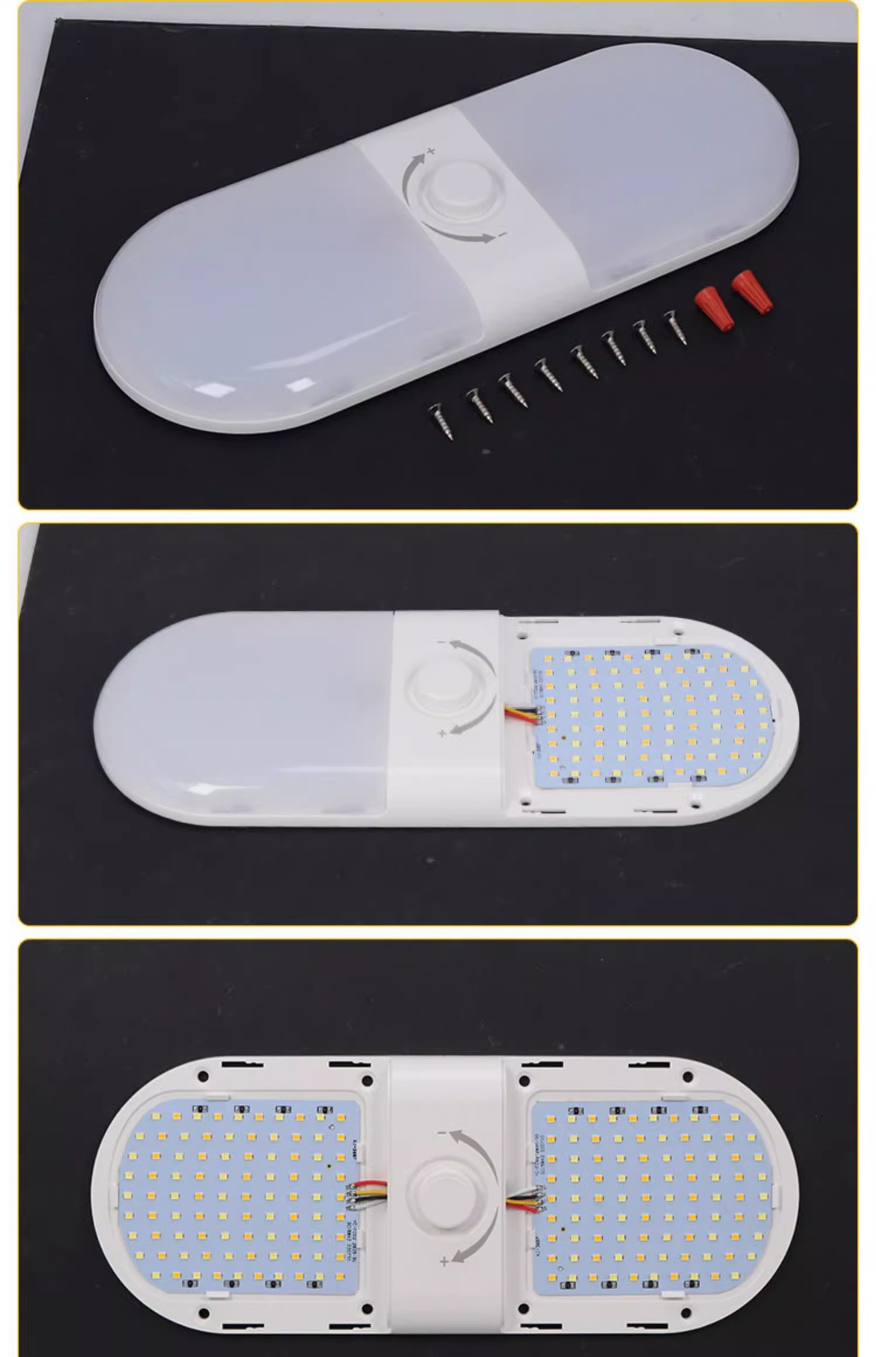 Car, Truck, and Bus Roof Light 12V/24V Universal Rv Led Roof Light Three-Color Cabin Light Super Bright Reading Light