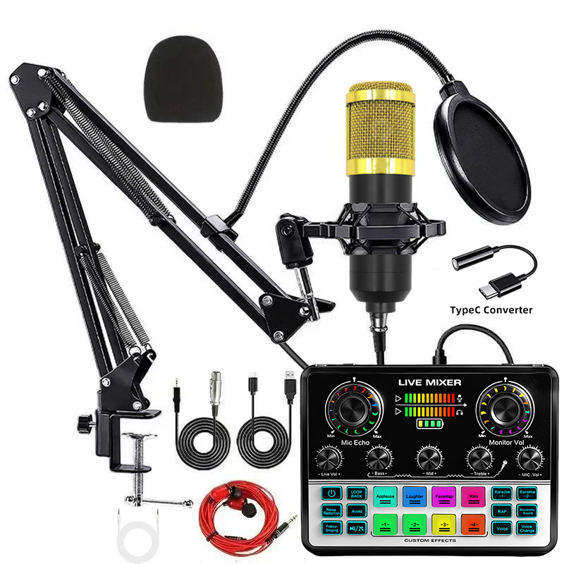 bm800 oro + v8spro + kit de conversión typec + auriculares