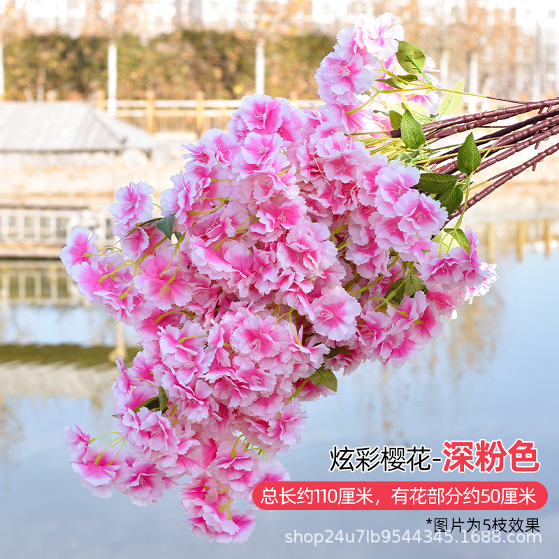 Simulación de flores de cereza flores de melocotón flores de pera flores de ciruela flores de bodas flores falsas vid decoración jardín balcón red de manglares paisaje de pared