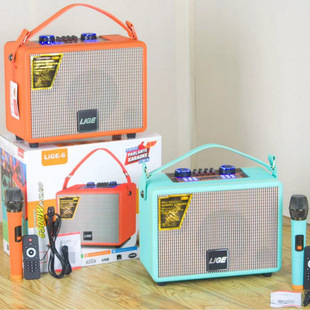 New fashion in stock 6.5 inch outdoor K song mobile portable square dance speaker strap LiGE-6 with microphone remote control