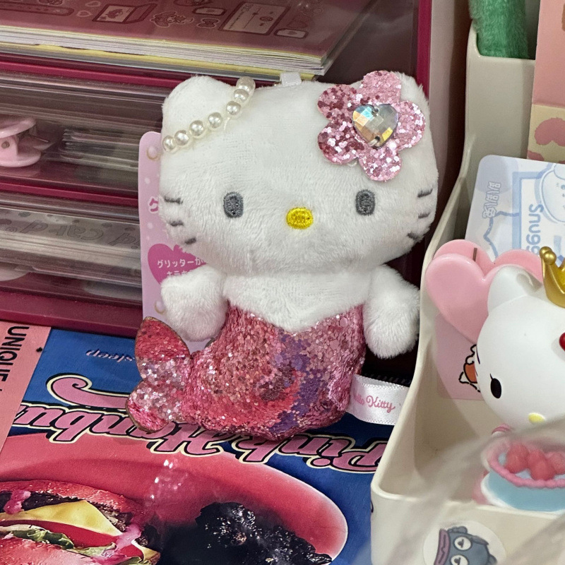 黑色草帽kitty帽宝宝挂件爱心扣公仔玩偶可爱赫本风挂饰钥匙扣|undefined