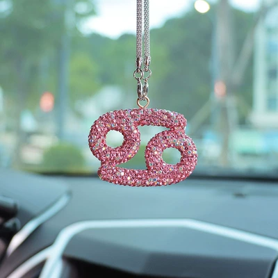 pendant car decoration interior: Car hanging - pink-ab-mixed-color-diamond-giant-crab-seat