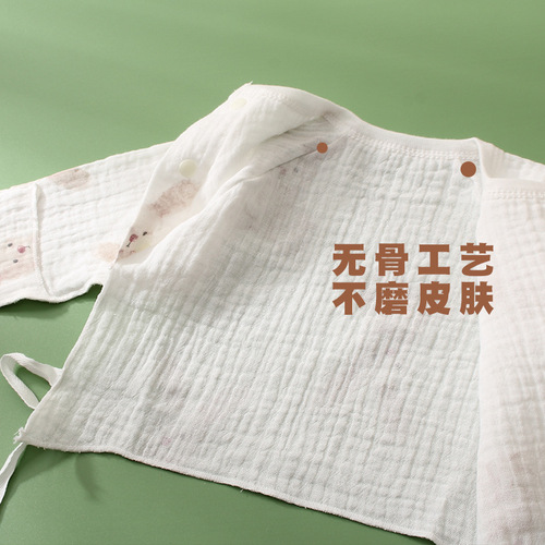 Ins gauze baby half-back shirt summer thin model boneless top 0-6 months newborn clothing single monk's robe