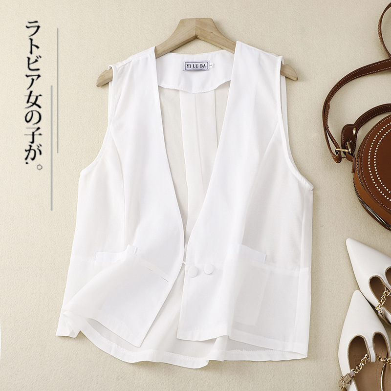 Real Shot of 2025 Summer New Style Loose Chiffon Top, Thin Women's Vest, Jacket, Shawl, Outerwear Cardigan Real Shot of 2025 Summer New Style Loose Chiffon Top, Thin Women's Vest, Jacket, Shawl, Outerwear Cardigan