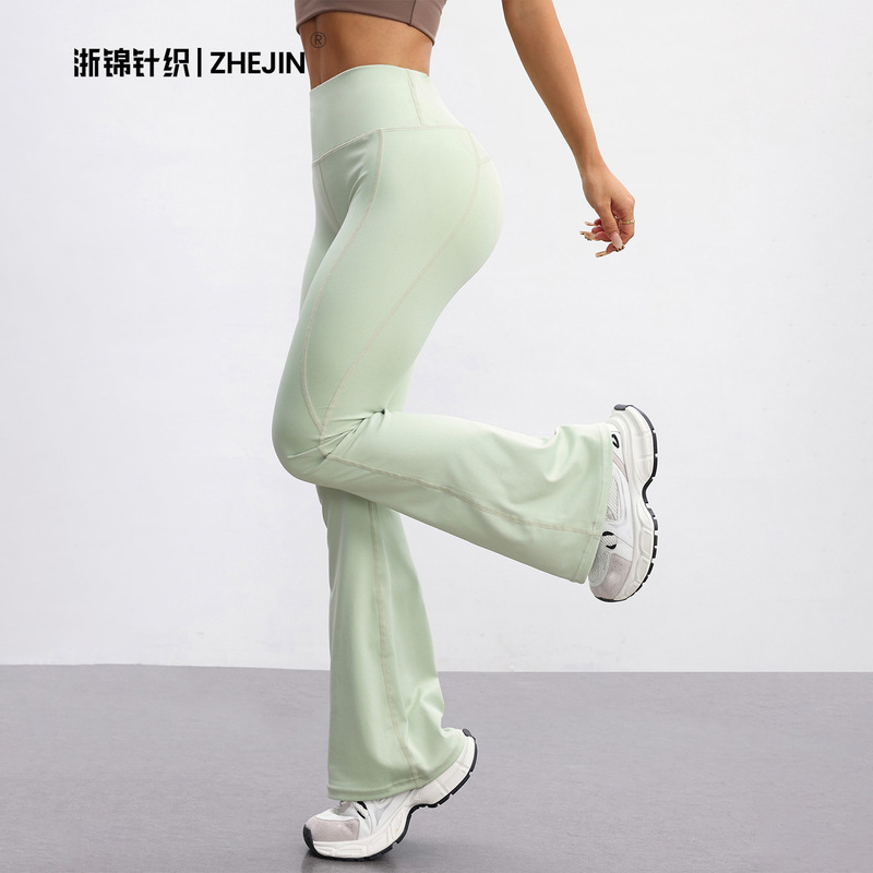 European and American Nude Tight Yoga Wide-Leg Pants Hip-Raising High-Waist Casual Bell-Bottom Pants Fitness Sports Yoga Pants for Women