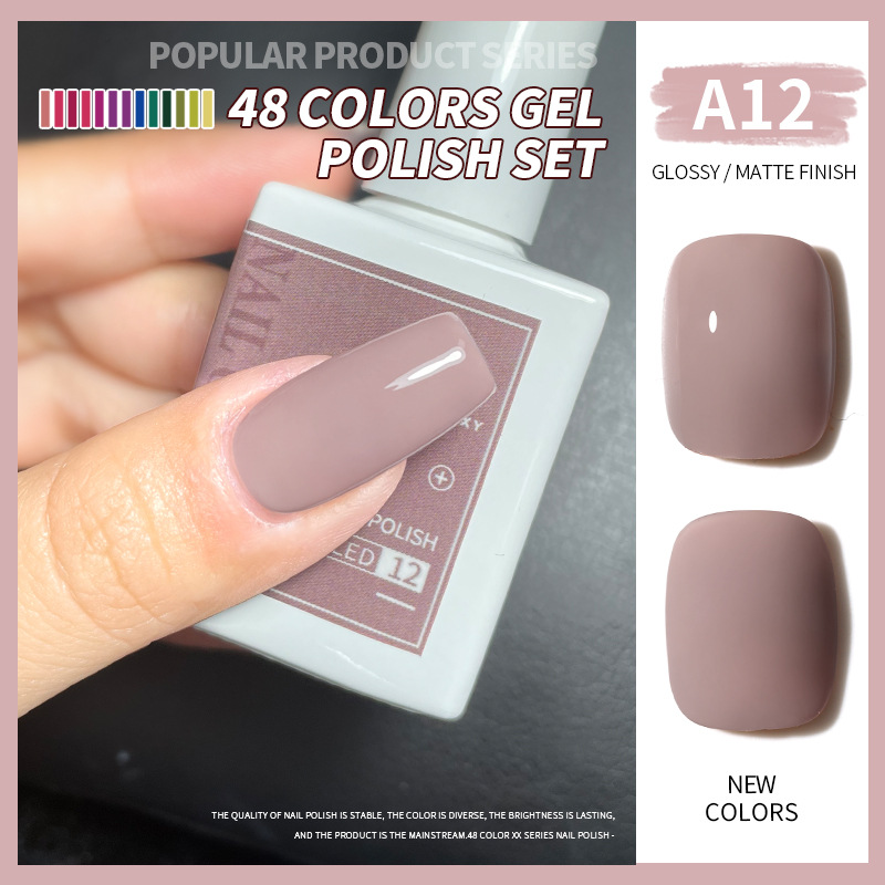 Una botella de pegamento de esmalte de uñas de un color 2022 nuevo verano popular 48-color Pequeño conjunto para el salón de uñas traje completo