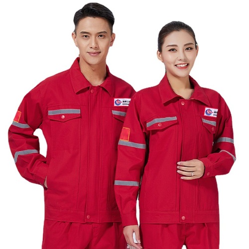 CNOOC pure cotton welding work clothes work clothes suit men's spring and autumn pure cotton reflective flame retardant anti-hot stamping and embroidery customization