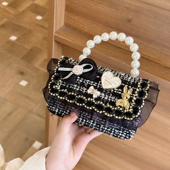 2025新型韓国版小香風ミニ女性子供姫真珠手提げシングル肩斜め掛けアクセサリー女の子