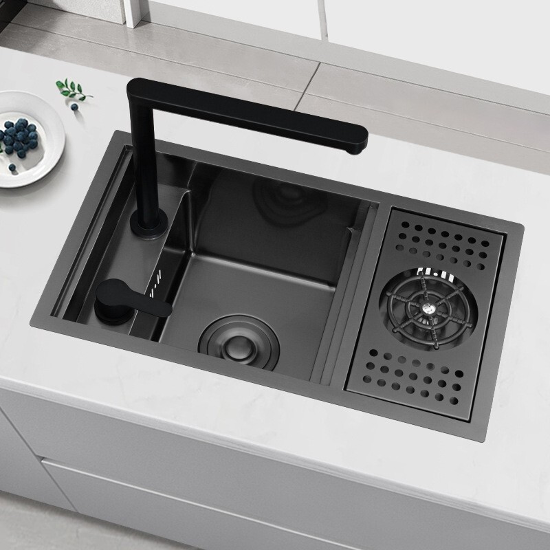 Cross-border invisible bar 304 stainless steel lifting faucet black hidden island kitchen faucet Cross-border invisible bar 304 stainless steel lifting faucet black hidden island kitchen faucet