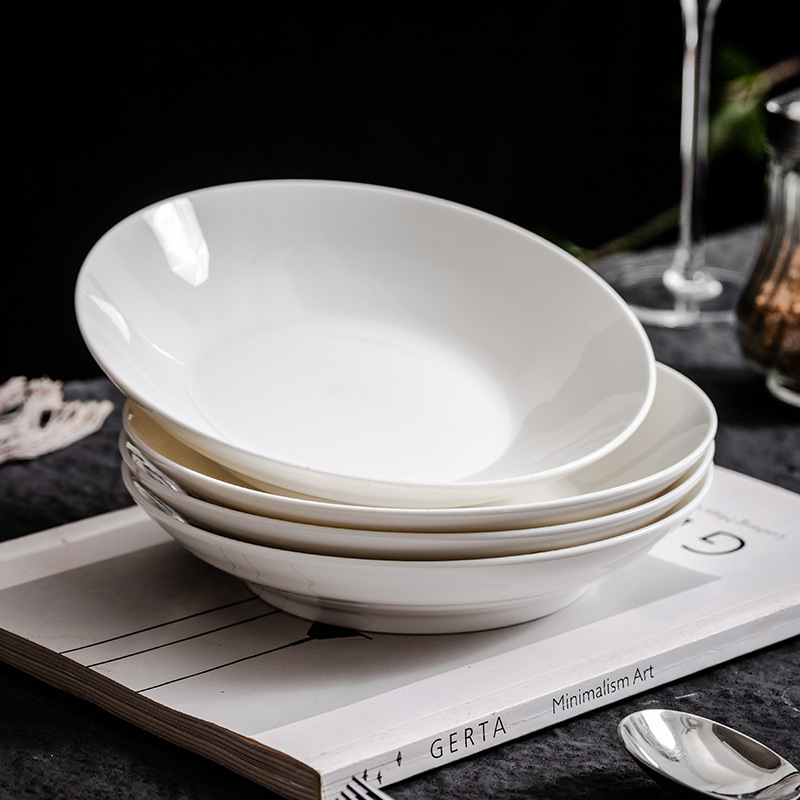Pure White Plate for Home Use, 2025 New Model, High-Temperature White Porcelain Dinner Plate, Flat Plate, Steak Plate, Round Plate, Underglaze Color Deep Plate Pure White Plate for Home Use, 2025 New Model, High-Temperature White Porcelain Dinner Plate, Flat Plate, Steak Plate, Round Plate, Underglaze Color Deep Plate