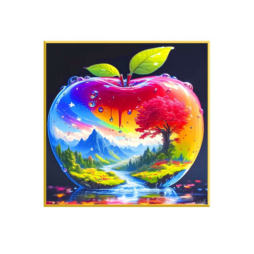 Mona Lisa real cristal de bordado cruzado manzana ilusión nuevo hermoso paisaje de sueño sala de estar frontal bordado a mano image 5