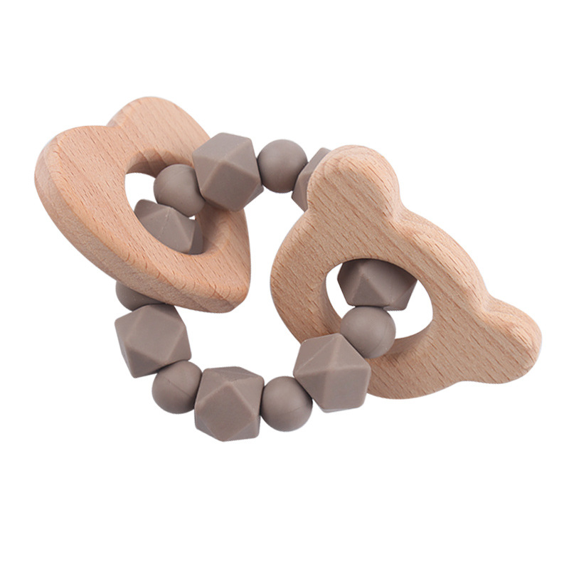 Nuevos artículos para bebés dibujos animados cabeza de haya creativo bebé silicona mordiendo dientes molares pulsera de goma de diente