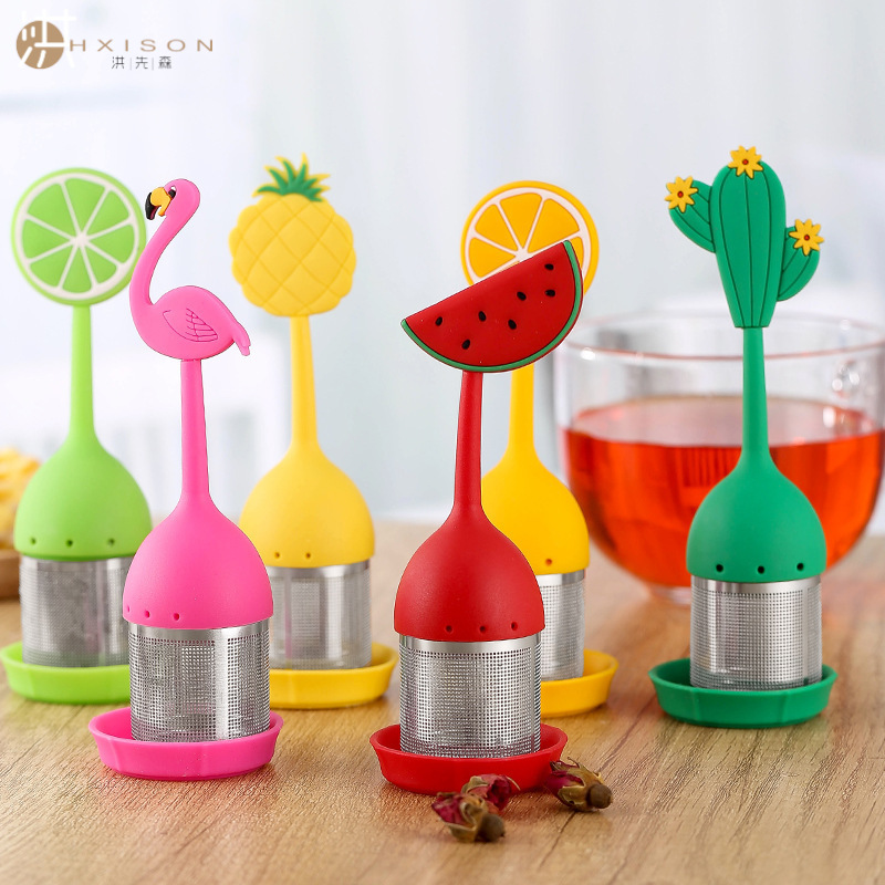 Creative 304 Stainless Steel Silicone Tea Ball Tea Infuser flamingo tea filter summer theme tea strainer