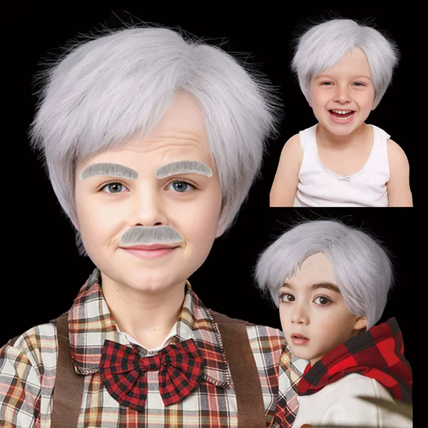 Old Man wig Grandpa cosplay wig Halloween Carnival Night Performance Props