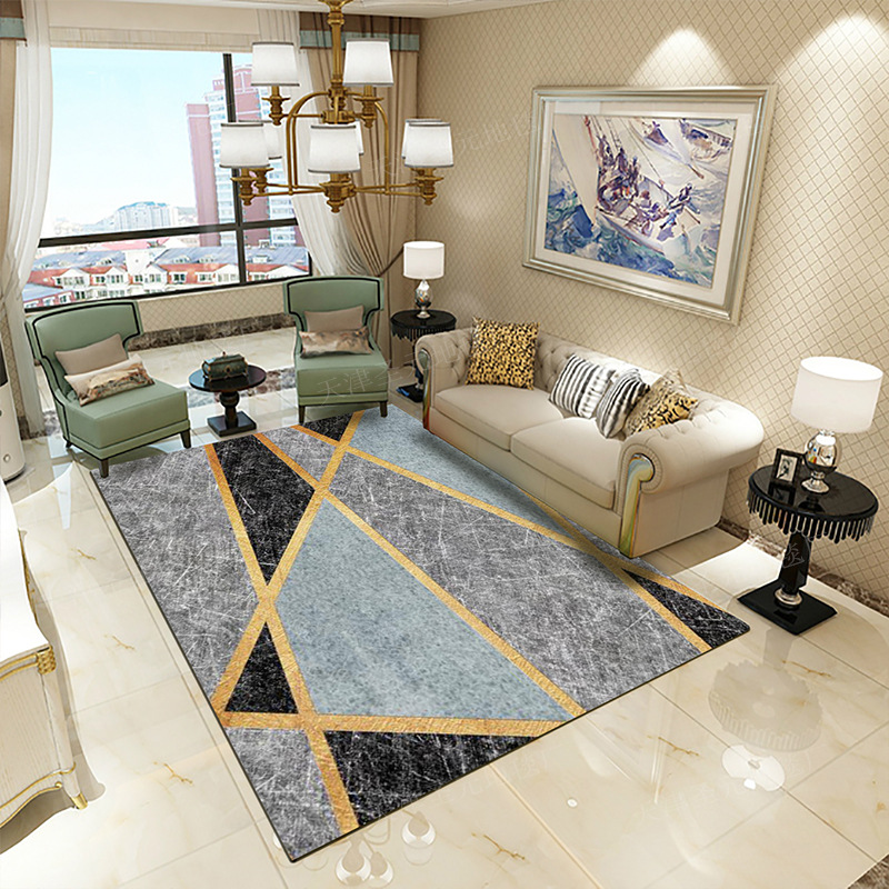 Transfronterizo nórdico impreso marroquí alfombra hogar sala de estar sofá de cristal alfombra de piso de terciopelo dormitorio alfombra completa