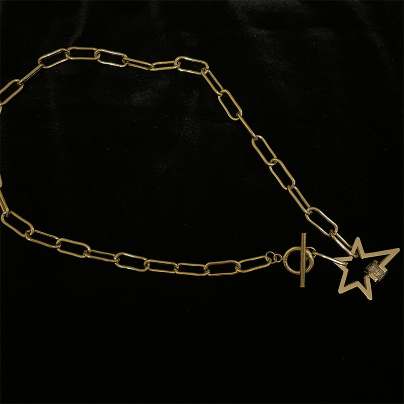 Collar Grueso Con Hebilla Ot De Estrella De Cinco Puntas Hueca De Moda display picture 9