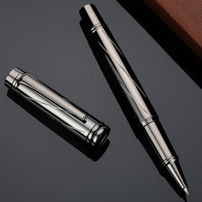 Bolígrafo Yiren 878 plateado, bolígrafo rollerball para hombres de negocios, bolígrafo de gel negro metálico, bolígrafo de oficina