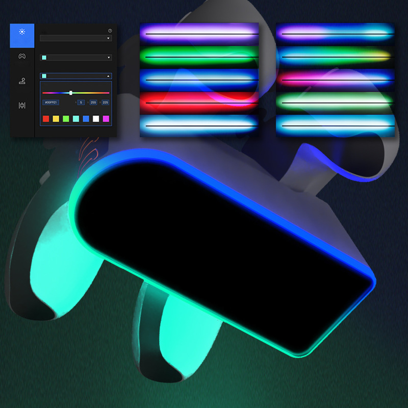 PS5 SLIM PRO ハンドル充電器 RGB カラフルな発光ベースデュアル急速充電スタンド充電器ゲーム周辺機器アクセサリー|undefined
